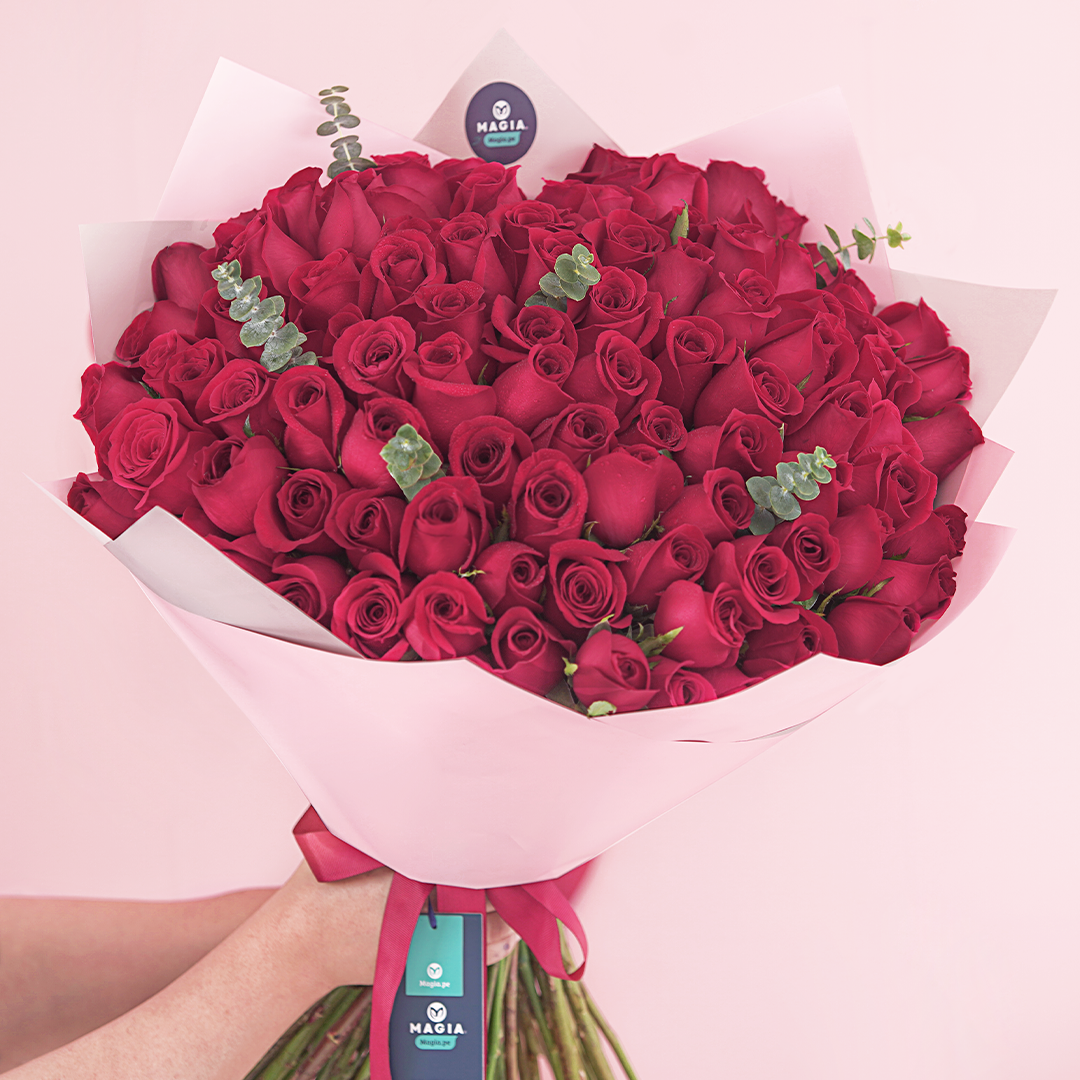 100 Count Ramo Ramo Pasión Love | 100 rosas rojas premium - Magia.pe – Magia.pe®