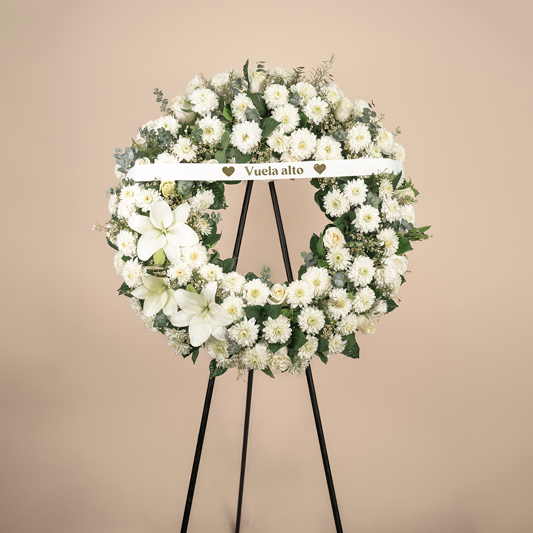 Corona Fúnebre "Vuela Alto" - White