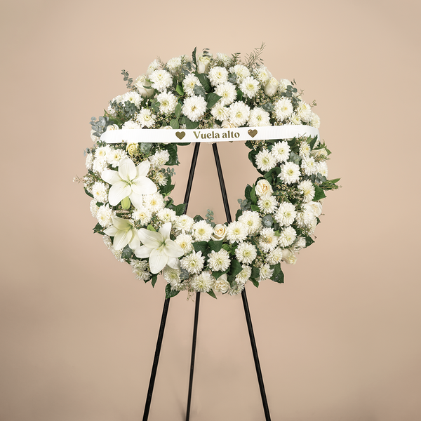 Corona Fúnebre "Vuela Alto" - White