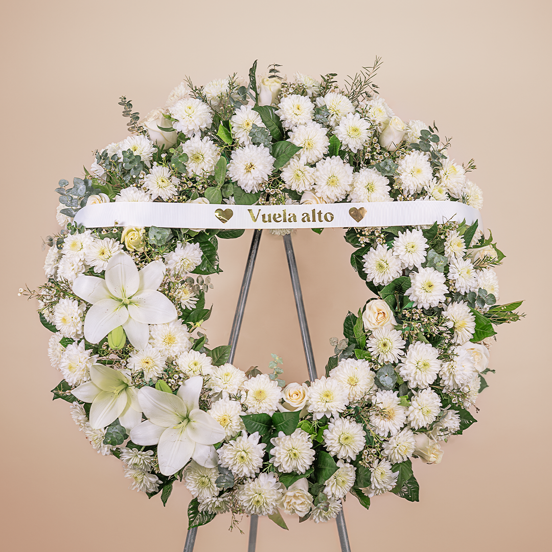 Corona Fúnebre "Vuela Alto" - White