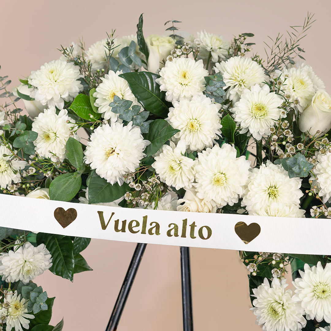 Corona Fúnebre "Vuela Alto" - White