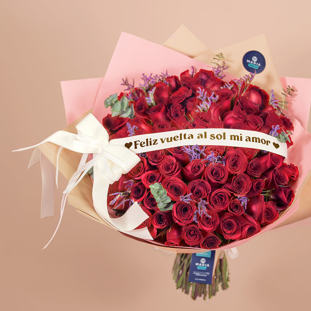 Ramo 100 rosas "Feliz Vuelta al Sol"