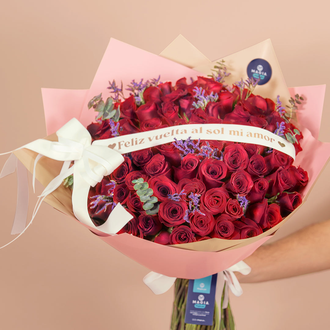 Ramo 100 rosas "Feliz Vuelta al Sol"