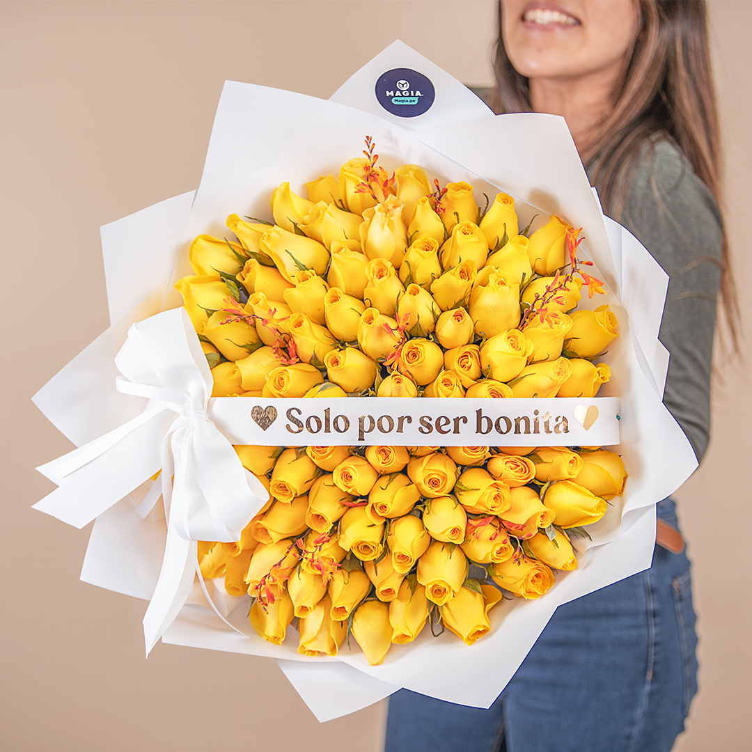 Ramo de 100 rosas amarillas "Solo por ser bonita"
