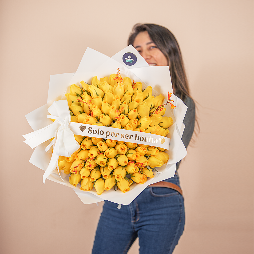 Ramo de 100 rosas amarillas "Solo por ser bonita"