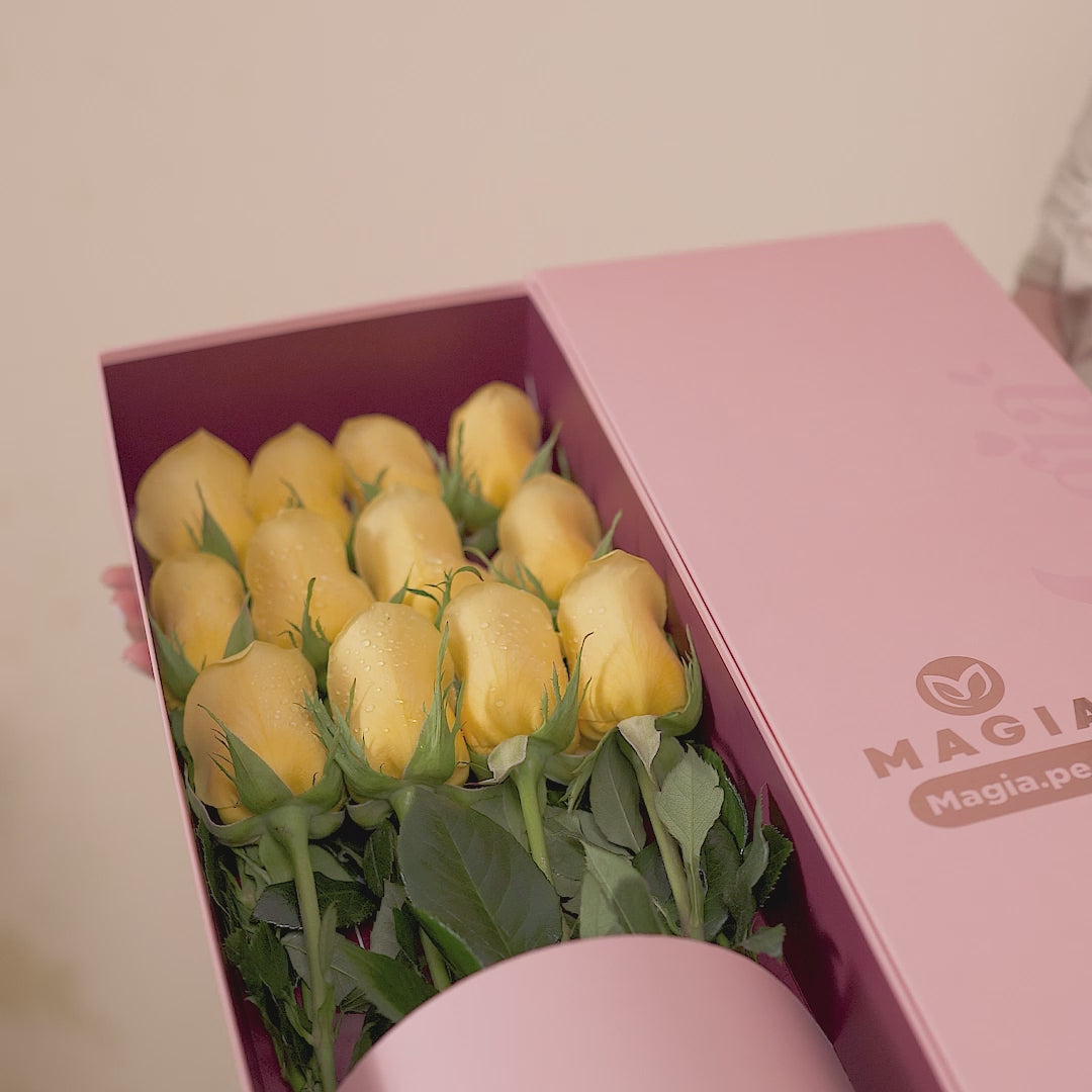 Caja Magia.pe 12 rosas amarillas